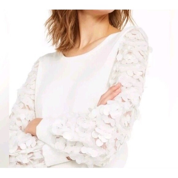 Alfani Women's Ivory Long Sleeve Sequined Pullover Sweater Size S - Picture 1 of 7